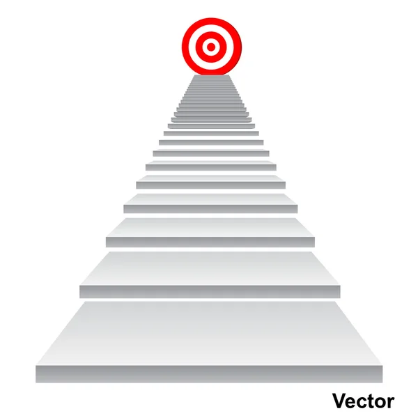 Красная цель на лестнице. — стоковый вектор