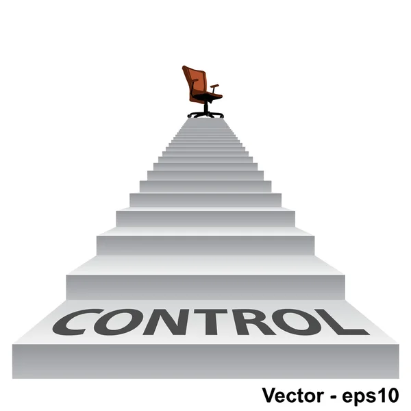 Vit trappa med en stol — Stock vektor