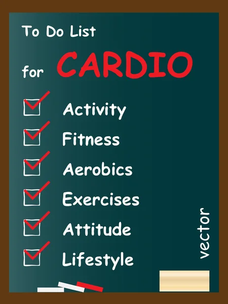 Cardio to do list on blackboard — Stock Vector