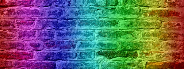 Koncept eller begreppsmässig färgglada målad eller gamla vintage grungy brick wall textur eller urban bakgrund banner — Stockfoto