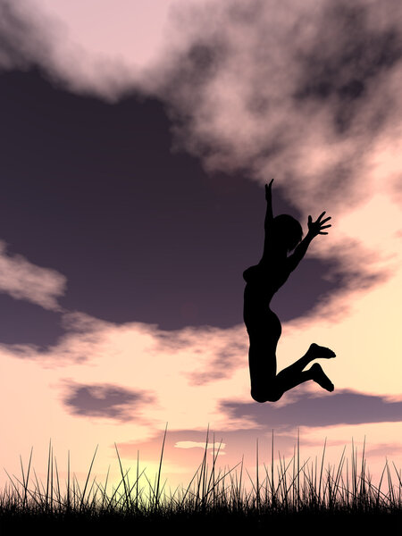 businesswoman silhouette jumping