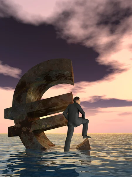 Euro-symbolen och affärsman sjunka — Stockfoto
