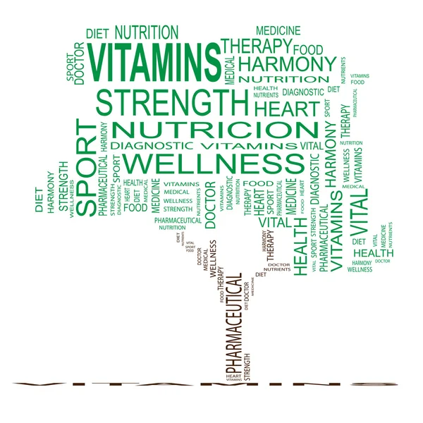 Vitaminer träd word cloud — Stockfoto