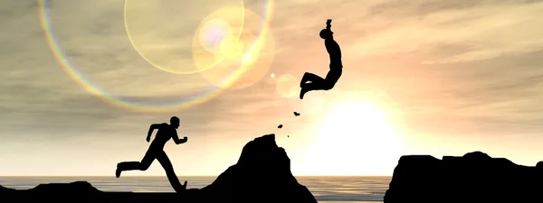 Man silhouette jumping — Stock Photo, Image