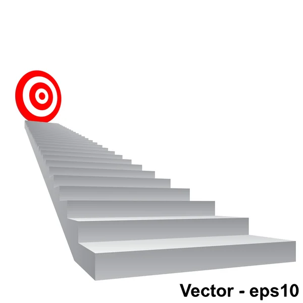 Rote Zielscheibe auf der Treppe — Stockvektor