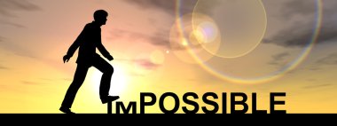 İmkansız metnin üzerinde adım siluet