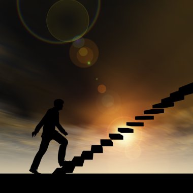 Merdiven üzerinde kavramsal işadamı