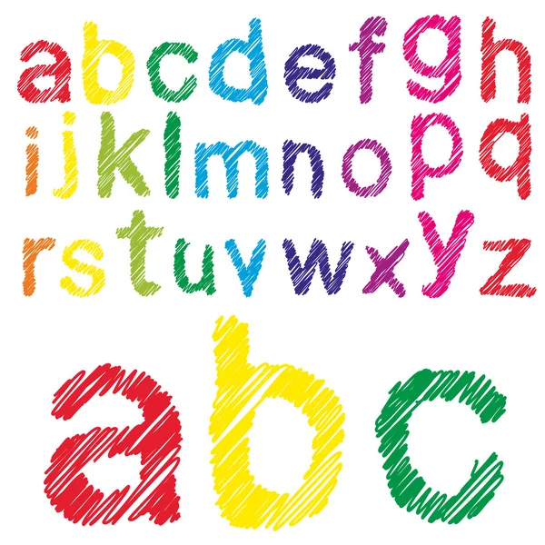 Colorful handwritten, scribble font — Stock Photo, Image
