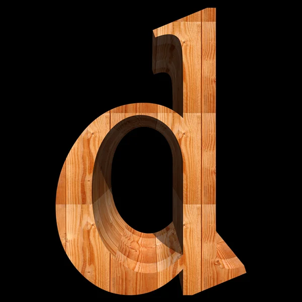 Wooden font, letter d — Stockfoto