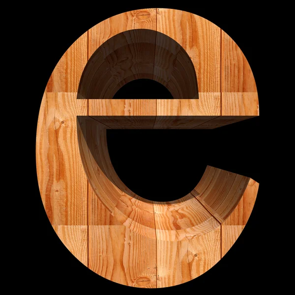 Дерев'яний шрифт, літера e — стокове фото
