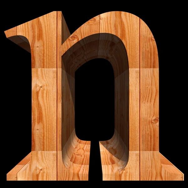 Wooden font, letter n — Stockfoto