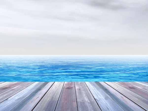 Deck on coast of exotic  sea — Stock Photo, Image