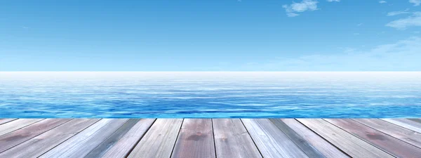 Deck on coast of exotic blue  sea — ストック写真