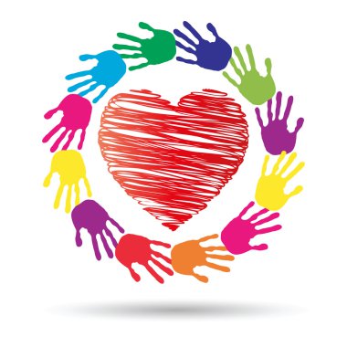 heart symbol with child hands