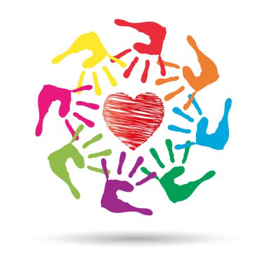 heart symbol with child hands