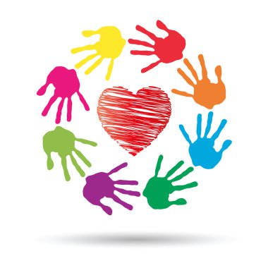heart symbol with child hands