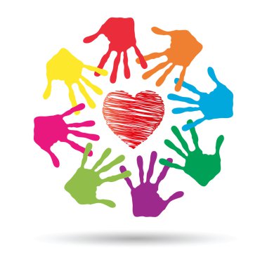 heart symbol with child hands