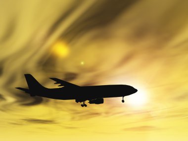 üzerinde gökyüzü uçan uçak siluet