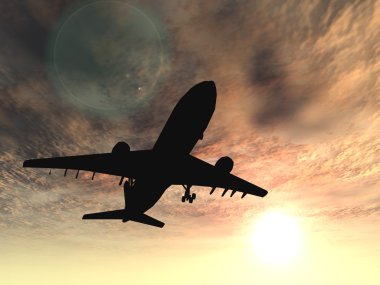 üzerinde gökyüzü uçan uçak siluet