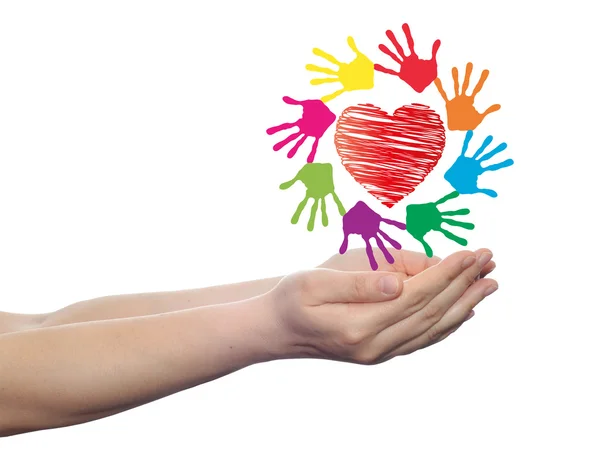 Heart symbol with child hands — Φωτογραφία Αρχείου