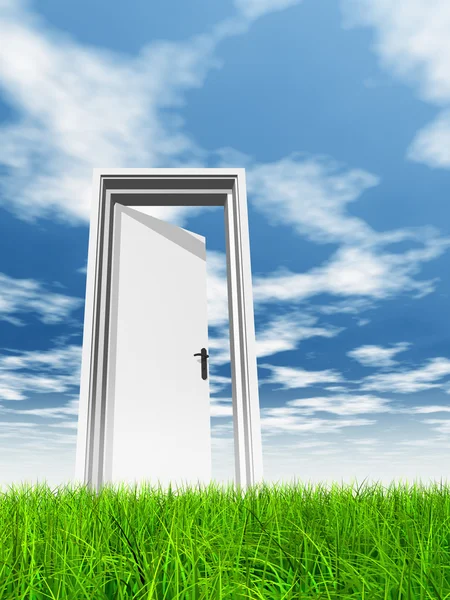 Opened door at horizon — Stock Photo, Image