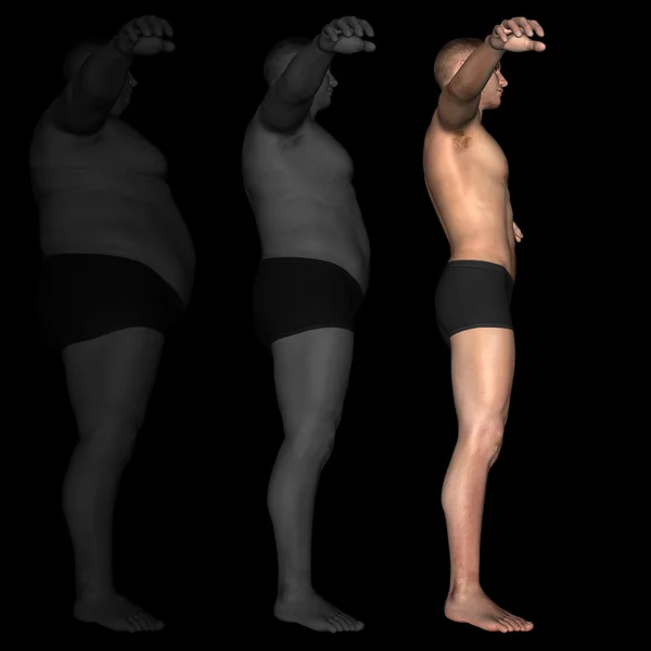 근육 질의 젊은 남자와 슬림 맞춤된 다이어트 — 스톡 사진