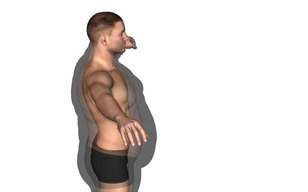Schlanke Ernährung mit muskulösem jungen Mann — Stockfoto