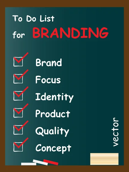 Branding  to do list on blackboard — Stock Vector