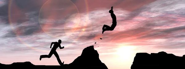 Hommes silhouettes sautant — Photo