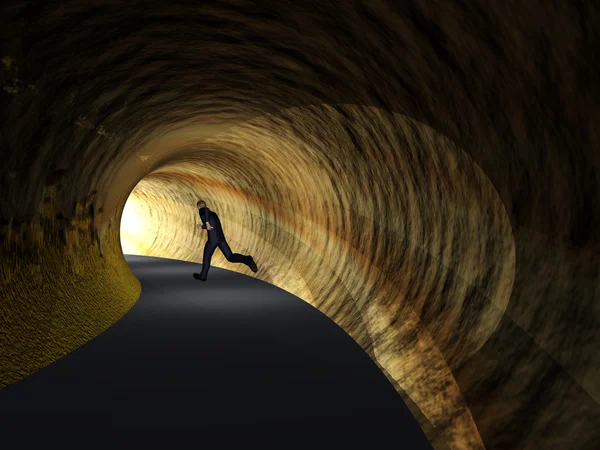 Túnel com luz brilhante na extremidade — Fotografia de Stock