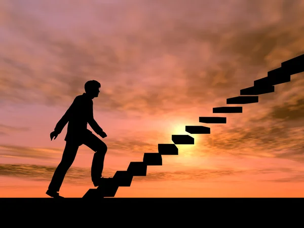 Businessman on stairs or steps — Stock Photo, Image