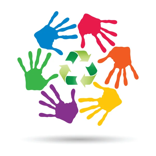 Kezet zöld recycle szimbólum — Stock Fotó