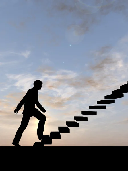 Podnikatel na schody nebo kroky — Stock fotografie