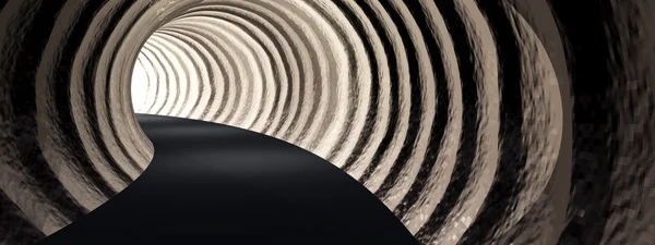 Conceito ou túnel de estrada abstrato escuro conceitual com luz brilhante na faixa de fundo final — Fotografia de Stock