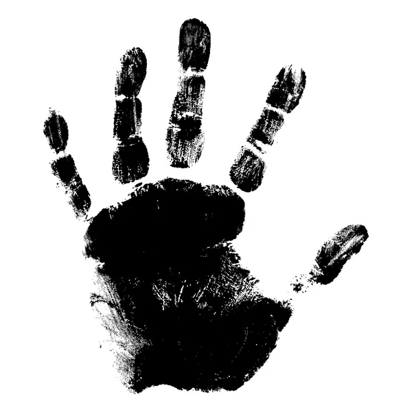 Koncepcja lub pojęciowy ładny czarny lakier ludzką ręką lub Odcisk dłoni dziecka na białym tle — Zdjęcie stockowe