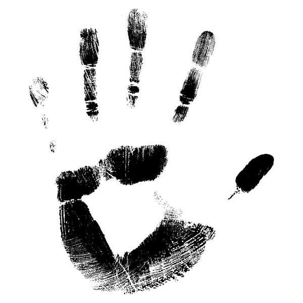 Concept ou conceptuel mignon peinture noire main humaine ou empreinte de main de l'enfant isolé sur fond blanc — Photo