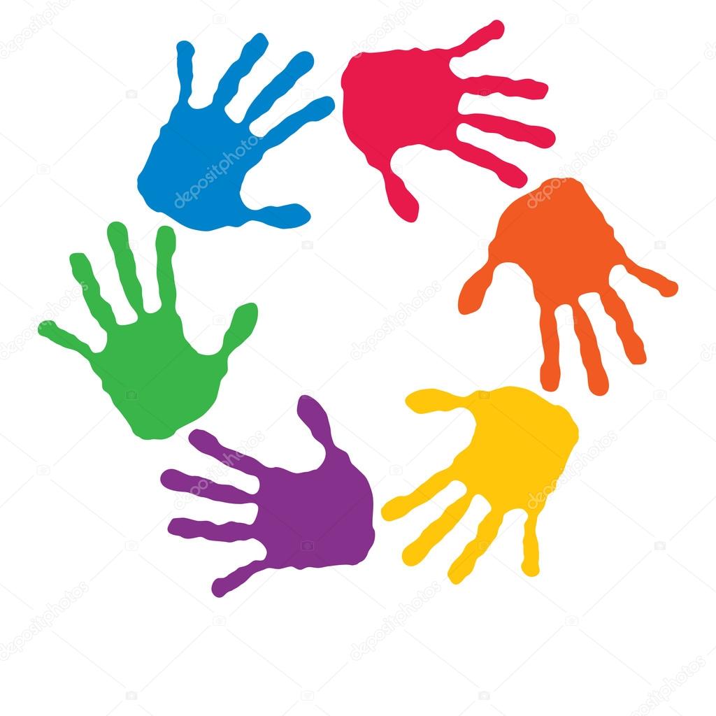 colorful painted human hands