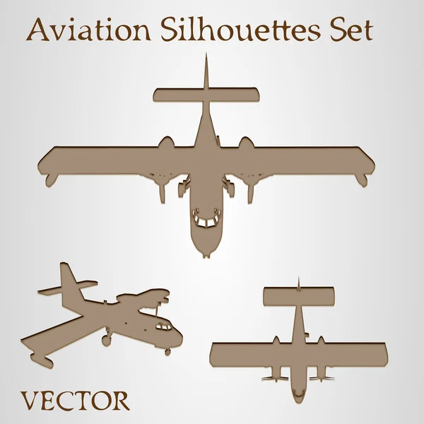 Vector brown plane silhouette set — Stock Vector