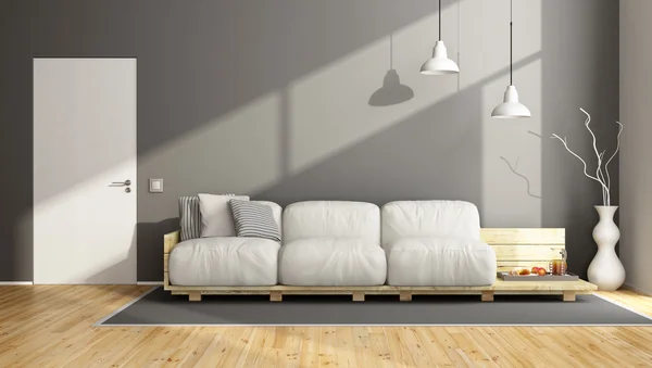 Elegante sala de estar cinza — Fotografia de Stock