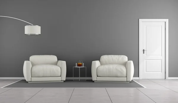 White and gray livingroom — Stock Photo, Image