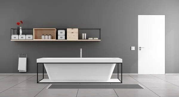 Beyaz ve gri minimalist banyo — Stok fotoğraf