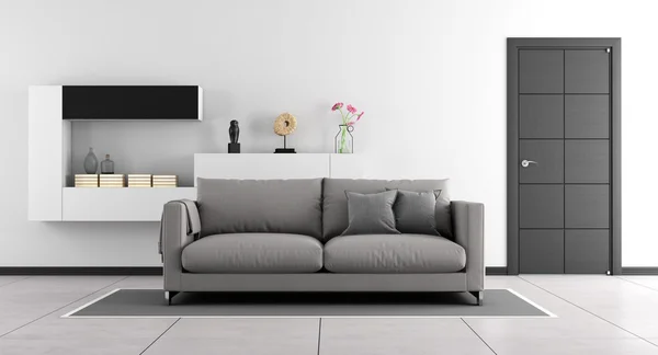 Černá a bílá obývací pokoj — Stock fotografie