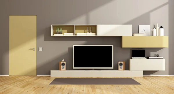 Sala de estar moderna com aparelho de tv — Fotografia de Stock