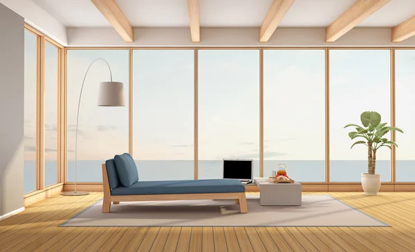 Woonkamer van een minimalistische vakantievilla — Stockfoto