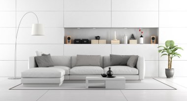 Beyaz modern oturma odası