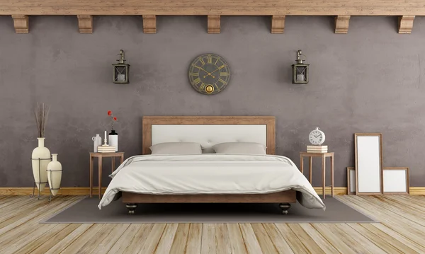 빈티지 갈색 침실 — 스톡 사진