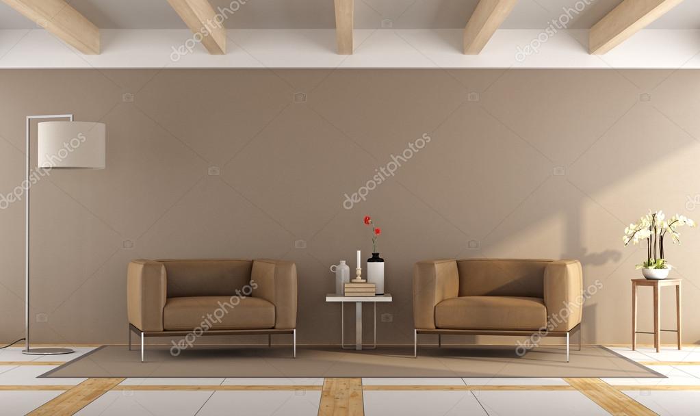 Brown modern living room — Stock Photo © archideaphoto 114115582