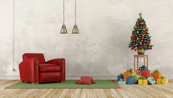 Sala de estar de Navidad retro — Foto de Stock