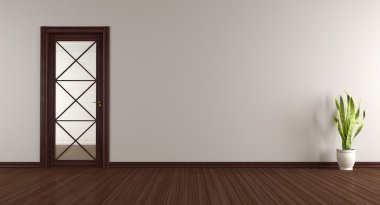 Ahşap cam kapı ile boş oda