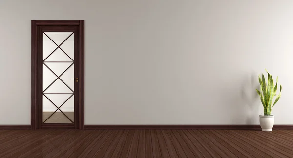 Empty room with wooden glass door — Stock Photo, Image